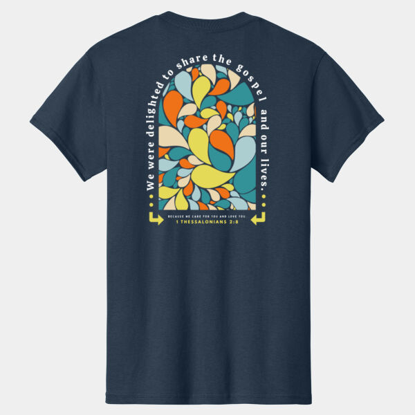 Colorful Arch with Scripture on Navy - Adult T-Shirt Thumbnail