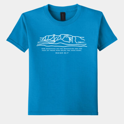 Mountain Scripture in White - Youth Softstyle ® T Shirt Thumbnail