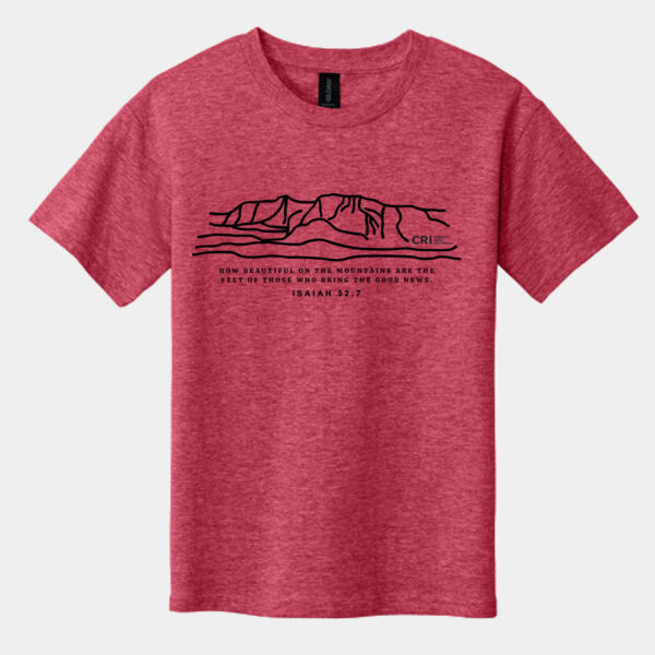 Mountain Scripture in Black - Softstyle ® T Shirt - Youth Softstyle ® T Shirt Thumbnail